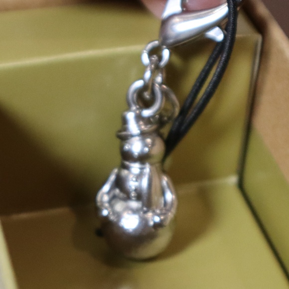 Coach Corner Zip Wristlet Snowman Snowman Charm 'C' Charm Midnight Blue NIB - Picture 3 of 6